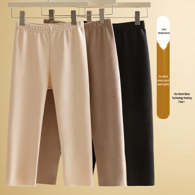 Women's High-Waist Velvet Fleece-Lined Thermal Pants - Seamless, Anti-Static, Cold-Proof Autumn Base Layer