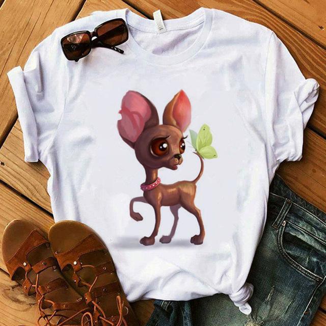Zogankin Chihuahua Momma Print Dámské tričko Léto Nová móda Tričko Funny Dog Design Krásná dívka Tričko Tričko Femme