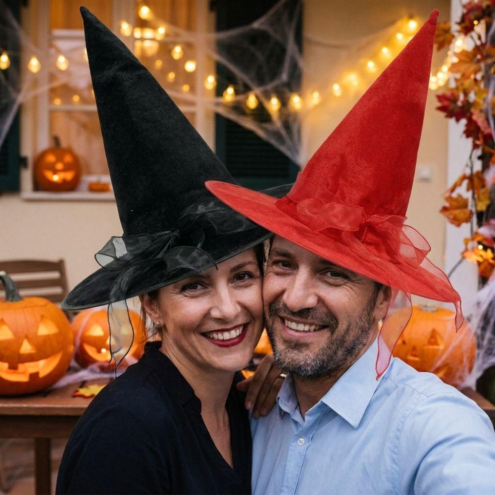 with Lace Velvet Dark Witch Hat Wide Brim Pointed Mage Hat Halloween Witch Hat Halloween Party