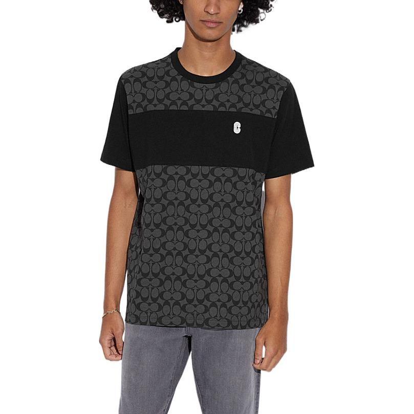 COACH SS22 Men Patchwork Short Sleeve T-shirt Black C9602-R8E