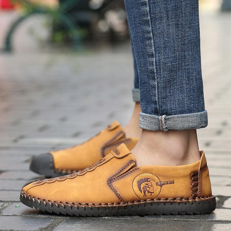Large Size Leather Shoes 38-47 Men's Moccasin Casual Shoes Handmade Leather Shoes Men's Loafers