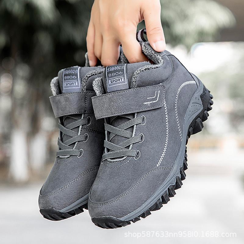 Fashion Snow Boots Men Winter Shoes Plush Warm Working Booties Non-slip Lace Up Men Hiking Shoes Male Sneakers Zapatos De Hombre Size 45