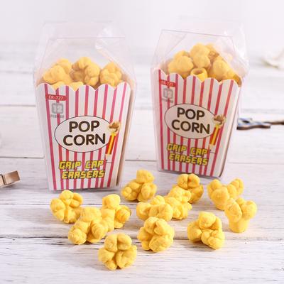 Goma de borrar de caja de palomitas de maíz de dibujos animados creativa y linda Juego de gomas de borrar Papelería para estudiantes Goma de borrar