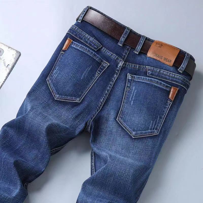 Men's Jeans High Waist Loose Straight Casual Elastic Slim Teenage Pants Thin Section Jeans