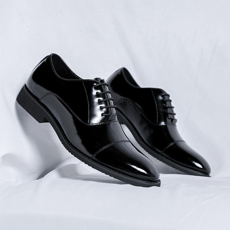 

Кожаные туфли мужские летние дышащие деловые британские повседневные костюмы высокого класса из глянцевой коровьей кожи маленькие кожаные туфли 8114-R 44 чёрный