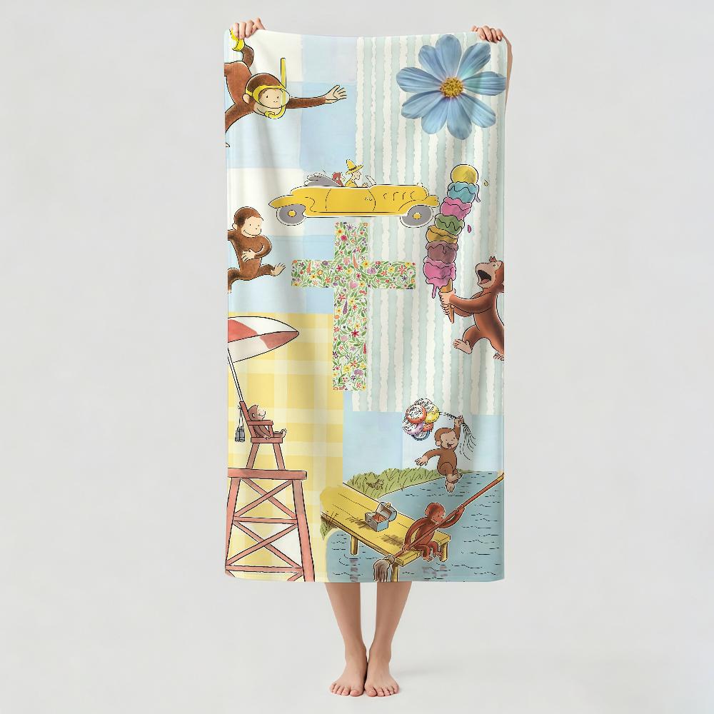 Cartoon cute C-Curious G-George Towel Drying Bath Towel Applicable To Light Swimming Camping Yoga Beach Out