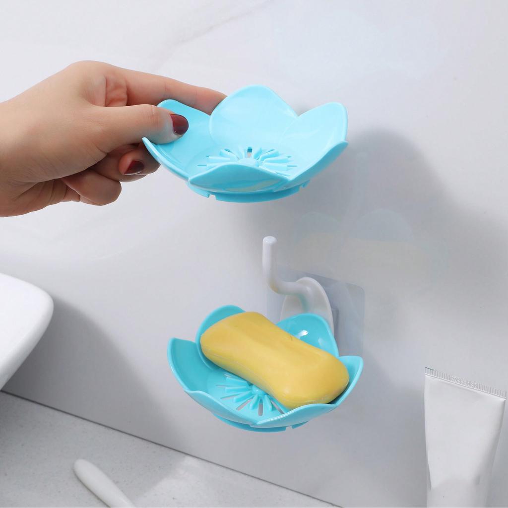 1 Pc - Lotus Soap Rack Wall Mounted Soap Box Bathroom and Kitchen Soap Rack Double-layer Soap Rack