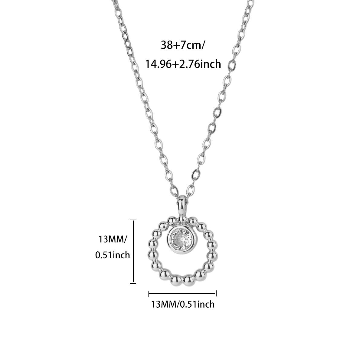 

French Style Bead Round Stainless Steel Necklace for Women 18K Gold-plated Anti Fading Cubic Zircon Necklace Jewelry Accessories