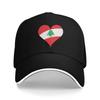 Unisex Women Lebanon Flag Heart Hat Stylish Baseball Cap Dad Hat Travel Headewear Adjustable Fit