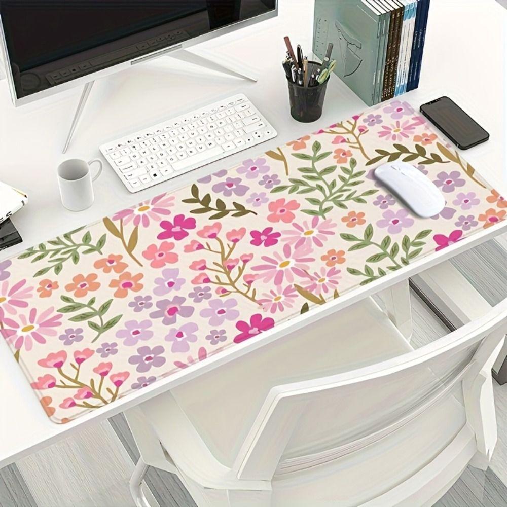Non-Slip Floral Desk Pad Rubber Base Gaming Mats Desk Mat Mouse Pad  Work