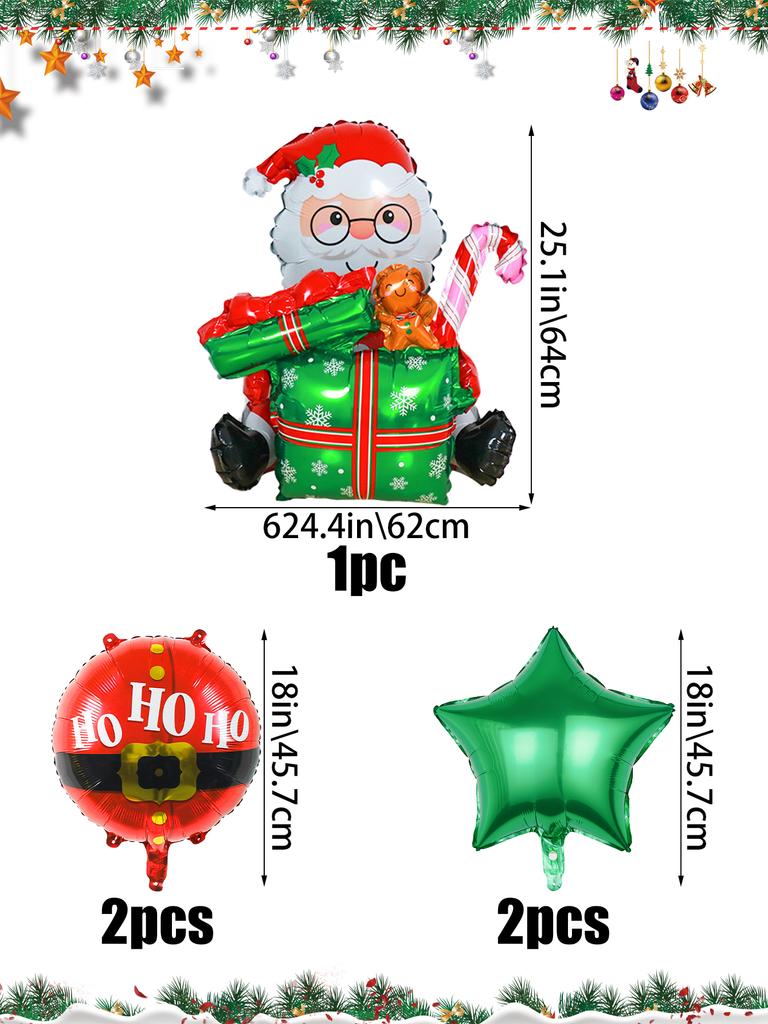 5pcs Christmas Decoration Balloons Set, Suitable for Christmas Party Decorations, New Year Decorations, Holiday Decorations