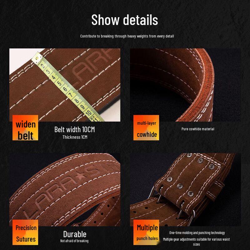 Qiuqiao Professional Powerlifting & Weightlifting Cowhide Waist Support Belt