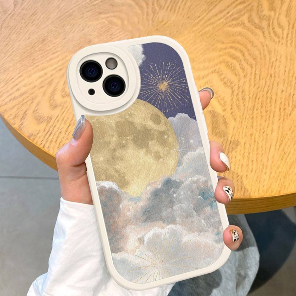 Coque de téléphone populaire style INS Lune Cuir Rigide Pour IPhone 16 15 14 13 12 Mini 11 14 Pro Max Xs X Xr 7 8 Plus Fundas
