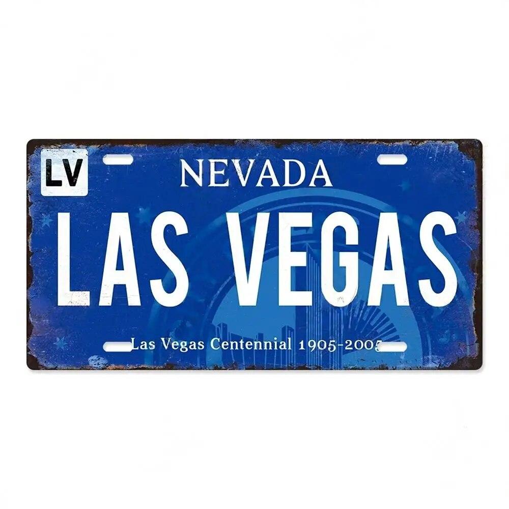 Vintage Las Vegas Metal Tiin Signs Decor Licenses Metal Plate Plaque Wall Decor for Living Room Club