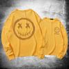 Japanese long-sleeved T-shirt men's summer tide personality graffiti smiley face print little devil grimace Hong Kong style loose top