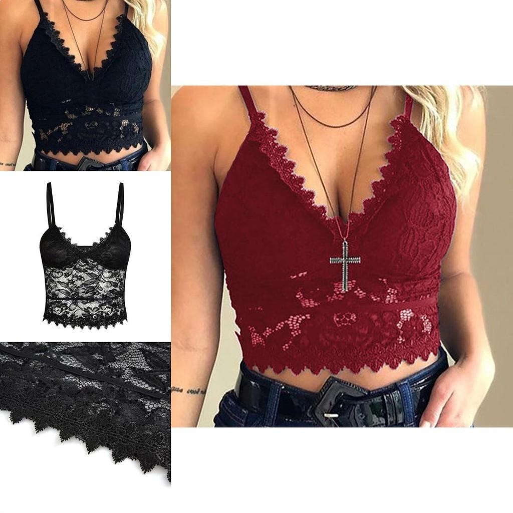 Elegant Lace Women's Bralette Cami Top With Sexy V-neck And Spaghetti Straps