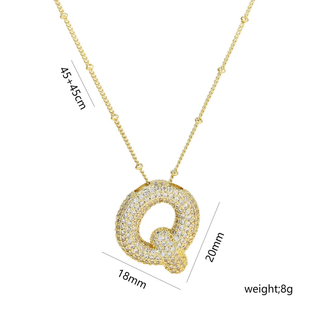 Elegante Collana con Ciondolo Alfabeto in Oro 18 Carati Placcato Zircone