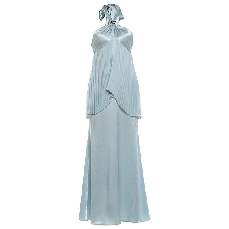 2026 European and American summer new pleated fashion simple vacation cool atmosphere super fairy pure desire style dress S