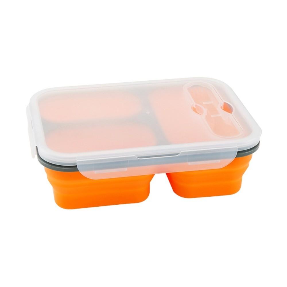 1350ml Foldable Lunch Box with Spork Large Capacity 3 Grids Food Storage Container  Student