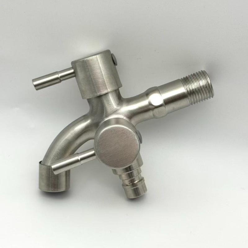 304 Stainless Steel Faucet One Into Two Out Multifunction Double-outlet Washing Machine Faucet Outdoor Garden Sink Pool Faucet