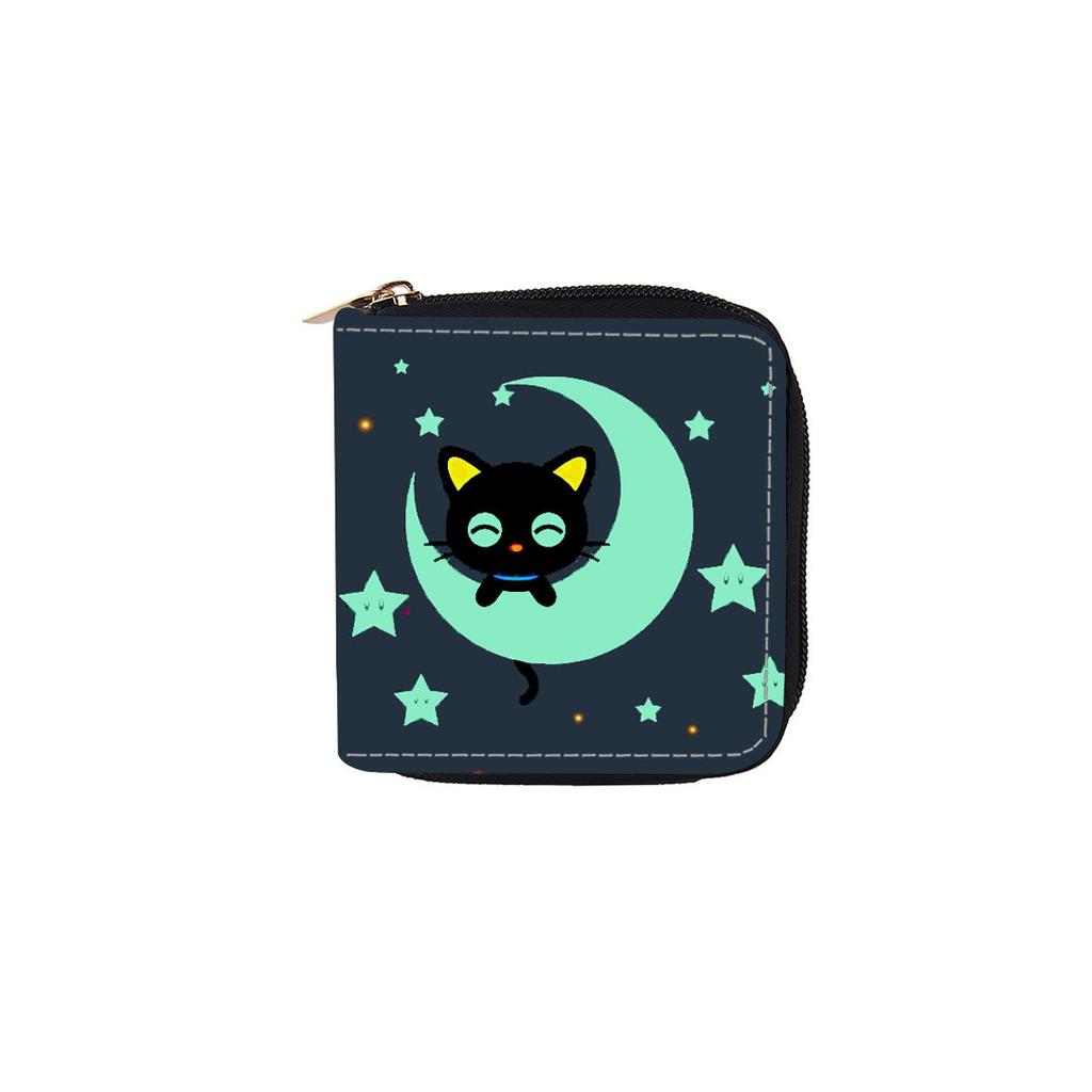 Cartoon chocolate cat short zipper wallet, children's small wallet