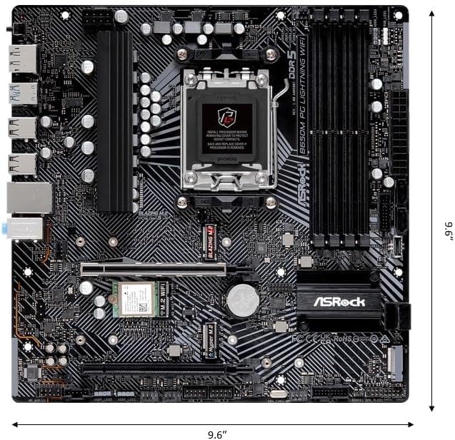 ASRock B650M PG Motherboard with Lightning AMD Ryzen 7000 Series CPU Support B650 Micro ATX Motherboard WiFi, (Socket AM5), Bluetooth, [Used]