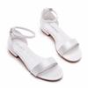 2 Cm Square Heel Sandals Shallow Mouth One-tie Buckle Sandals Ivory White Silk Satin Cloth Bride White Sandals for Women