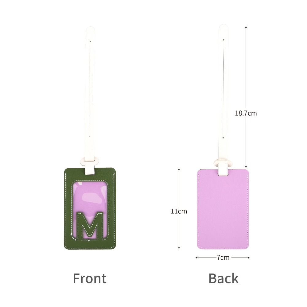 Solid Color 26 Letter Name Luggage Tag PU Alphabet Card Holder Airplane Suitcase Tag Women