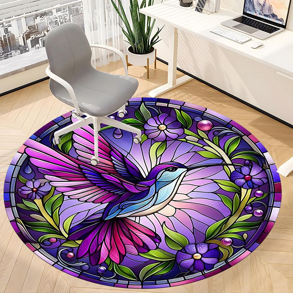 1pc Hummingbird Garden Office Round Area Rug, Under Office Chairs Bedroom Living Room Home Decor, Room Deco