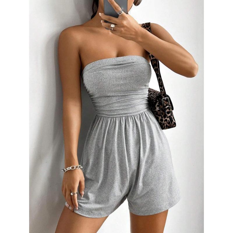 Women S Leopard Print Strapless Romper Summer Fashion Plus Size Vacation