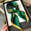 Ciemnozielony Szalik z Nadrukiem Rzeki Vintage Imitacja Jedwabiu Kwadratowy Szalik Bandana Oddychający Nakrycie Głowy Akcesoria do Włosów