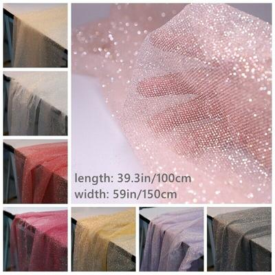 100x150cm Shiny Glitter Pink Gold Mesh Fabric Soft Yarn Tulle Fabric For Diy Apparel Veil Wedding Site Layout Background Yarn