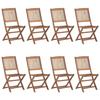 VidaXL Set of 8 Folding Garden Chairs with Cushions, Patio Seats, Dining Chairs, Patio Furniture 3075021