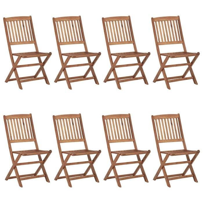 VidaXL Set of 8 Folding Garden Chairs with Cushions, Patio Seats, Dining Chairs, Patio Furniture 3075021