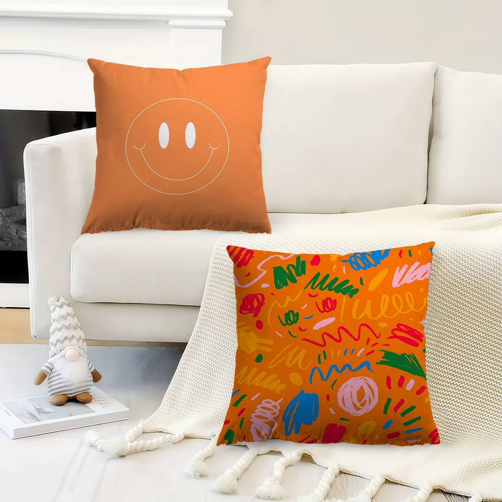 Lebhaftes Orange Kritzeleien Kissenbezug Toon Geschenk Kissenbezug Schlafzimmer Zuhause Sofa Stuhl Sitz Dekor Kissenhülle
