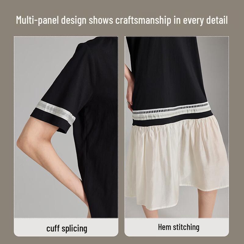Women's French Style Color-block Cotton Summer Dress