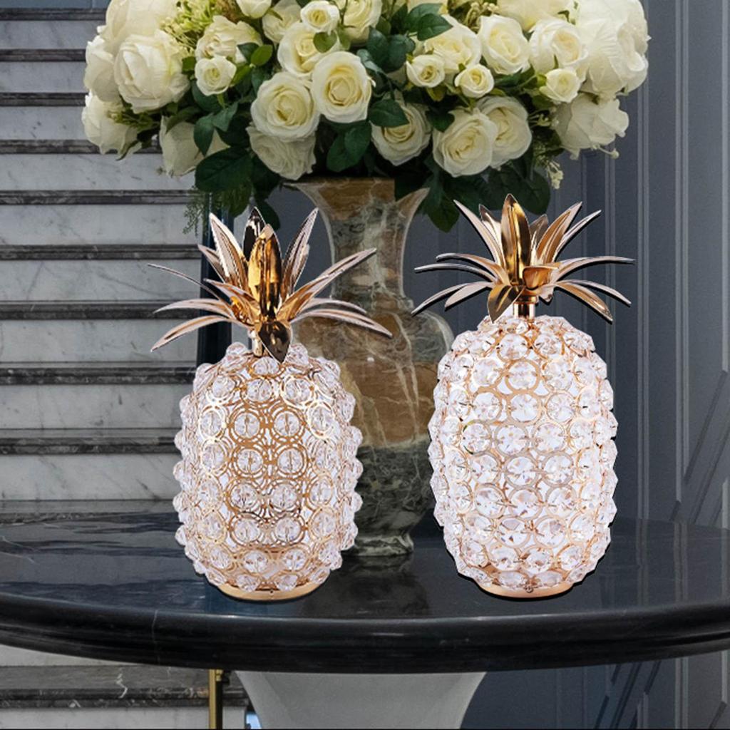 Nordic Crystal Pineapple Figurines Fruit Statue Sculpture Candelabra Base Candle Cover for Bookshelf