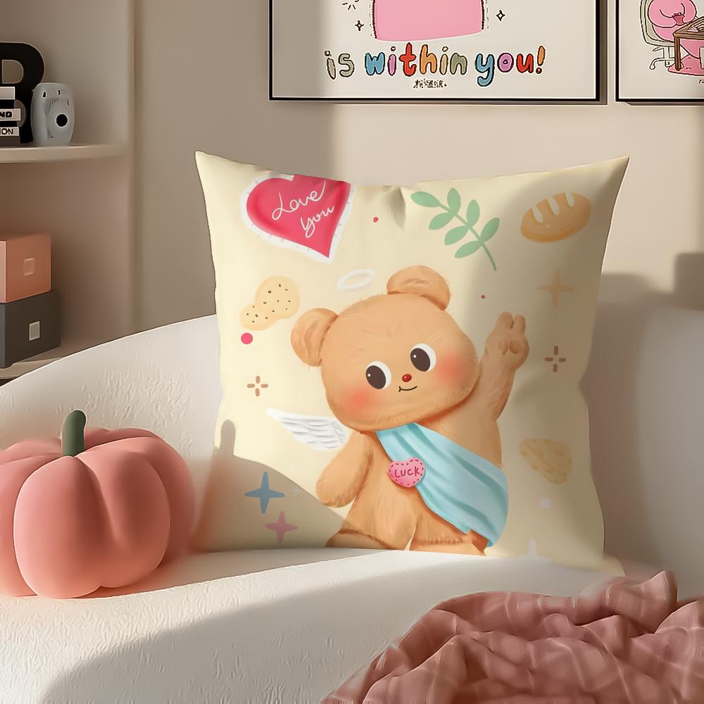 Chubby Cute Thai Character BButterbear Cushion Cover Pillowcase Short Plush Invisible zipper Room Sofa Cushion Cover