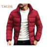 Men Coat Stand Collar Long Sleeve Full Zipper Closure Quilted Jacket Solid Color Thickened Loose Fit Puffer Coat with Side Pockets