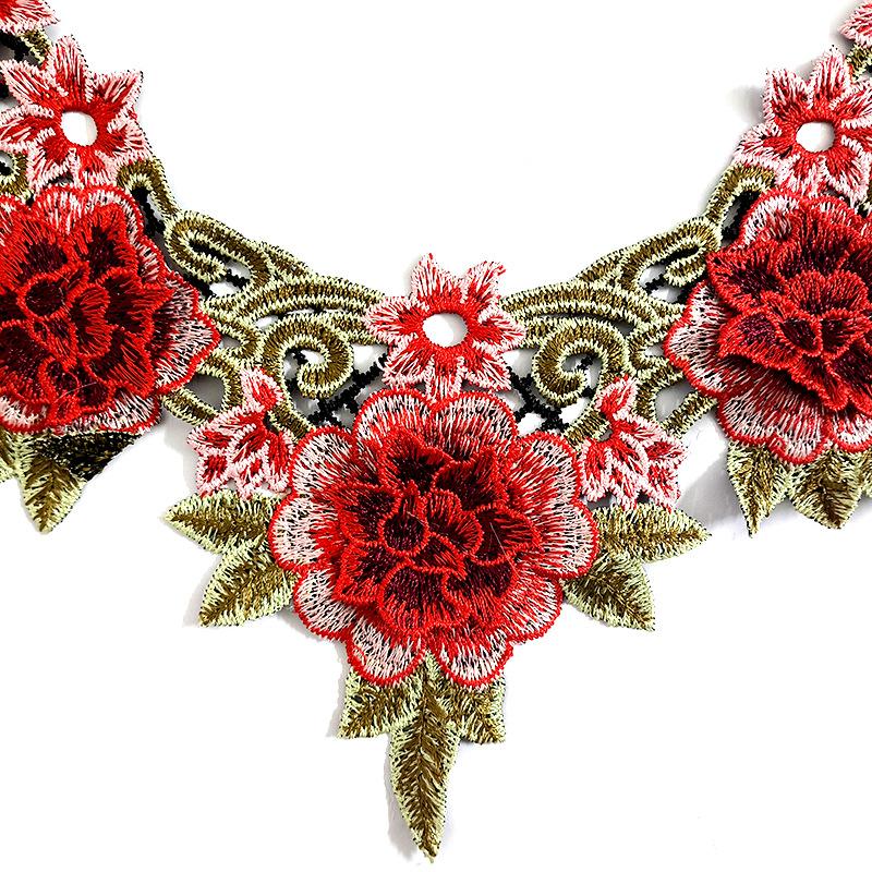 Color heavy industry yarn-dyed lace collar ethnic style embroidery chest collar lace hollow embroidery false collar applique
