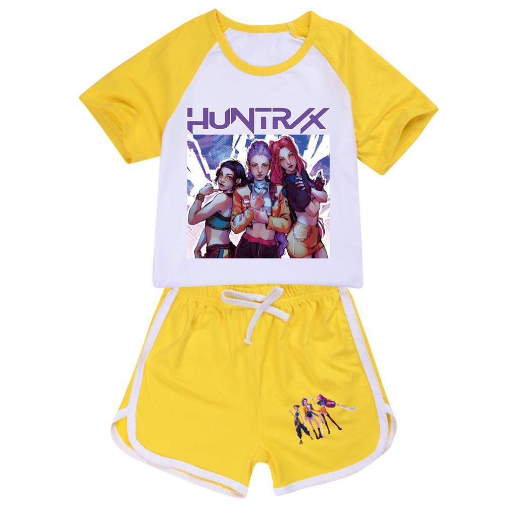 Kids Summer Sport T-Shirt And Shorts 2 Piece Outfit Tracksuit Set Short Sleeve Print Crop Tops With Clothing Set