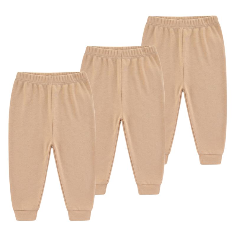 Kiddiezoom Unisex Baby Pants 3 Piece Set Solid Color Cotton Pants For Boys And Girls Aged 0-24 Months