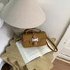 IELGY Woven Pattern Pink Small Square Bag Ladies Fashionable All-Match Messenger Bag
