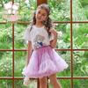 Fuluomi Girls' Bear Print Mesh Skirt Set