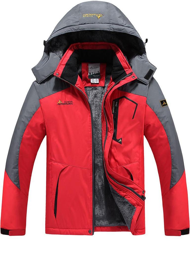 Men's Winter Windproof Fleece-Lined Cotton Jacket - Thickened Outerwear for Outdoor Cold-Weather Protection