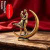Brass Couple Hugging Statue Modern Art Figurine Handcrafted Polished Lover Ornament For Bedroom Living Room Home Decor