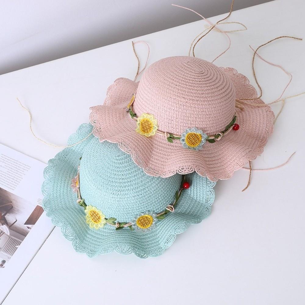 Small Daisy Straw Bag Cap Set Wide Brim Sun Hat Sunscreen Sunshade Hat for 2-10 Years Girls
