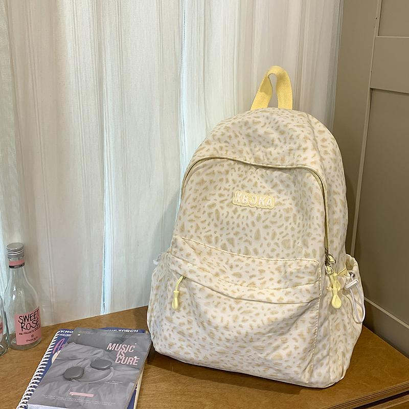 Student Schoolbag Female Retro Leopard Print Backpack Lightweight Travel Computer Backpack