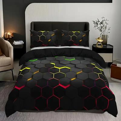 Colorful Geometry Bedding Set - Duvet Cover With Pillowcase For Single Double Bed Kids Adults Queen King Size Options Available