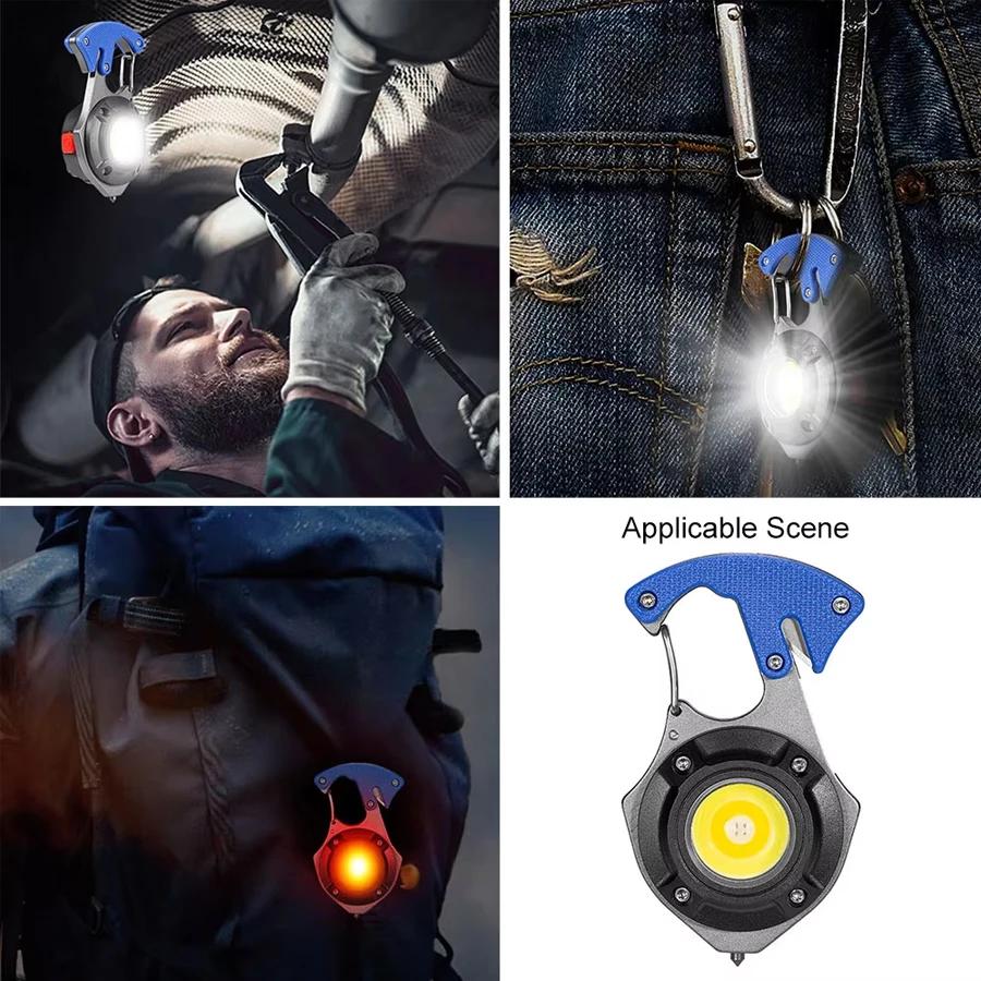 Multi- Portable LED Flashlight,Magnetic Handheld Torch,Emergency Hammer,Bottle Opener,Hook,Camping,Hiking,Riding,Emergency Light